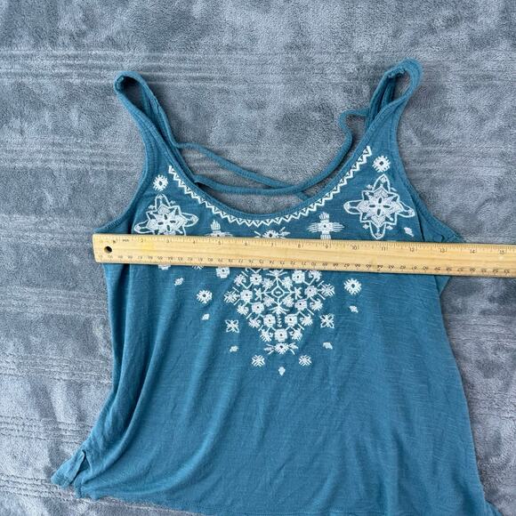 AeropostaleTeal Rayon Embroidered Cropped Boho Tank Top Women's XS - Picture 8 of 11